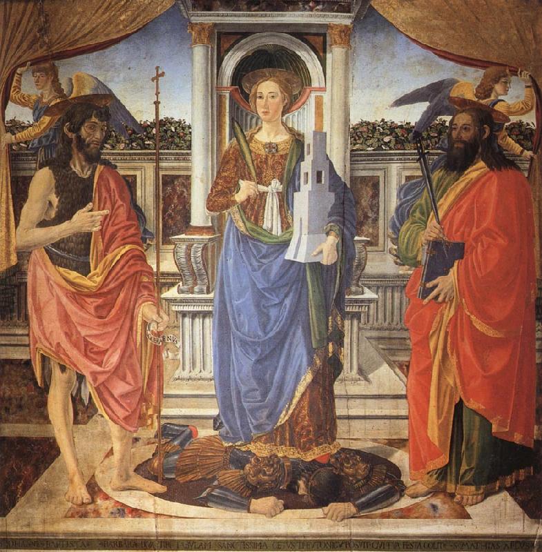 Cosimo Rosselli St.Barbara between SS.John the Baptist and Matthew France oil painting art